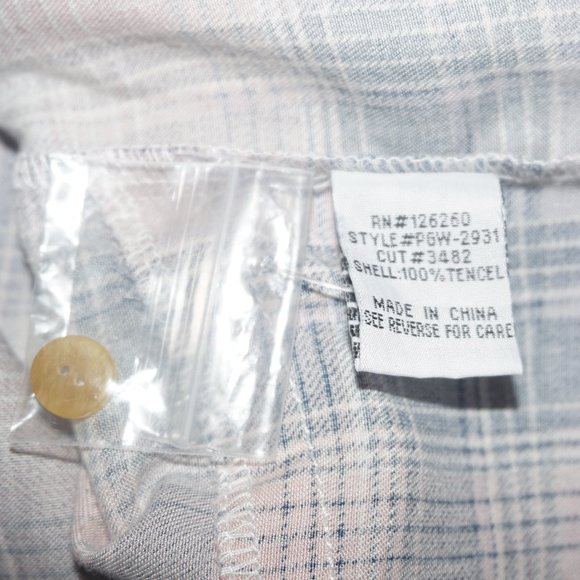 Bloomingdales Aqua Plaid Button Down Top - Picture 5 of 7